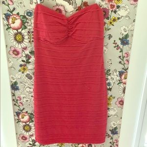 Coral strapless dress